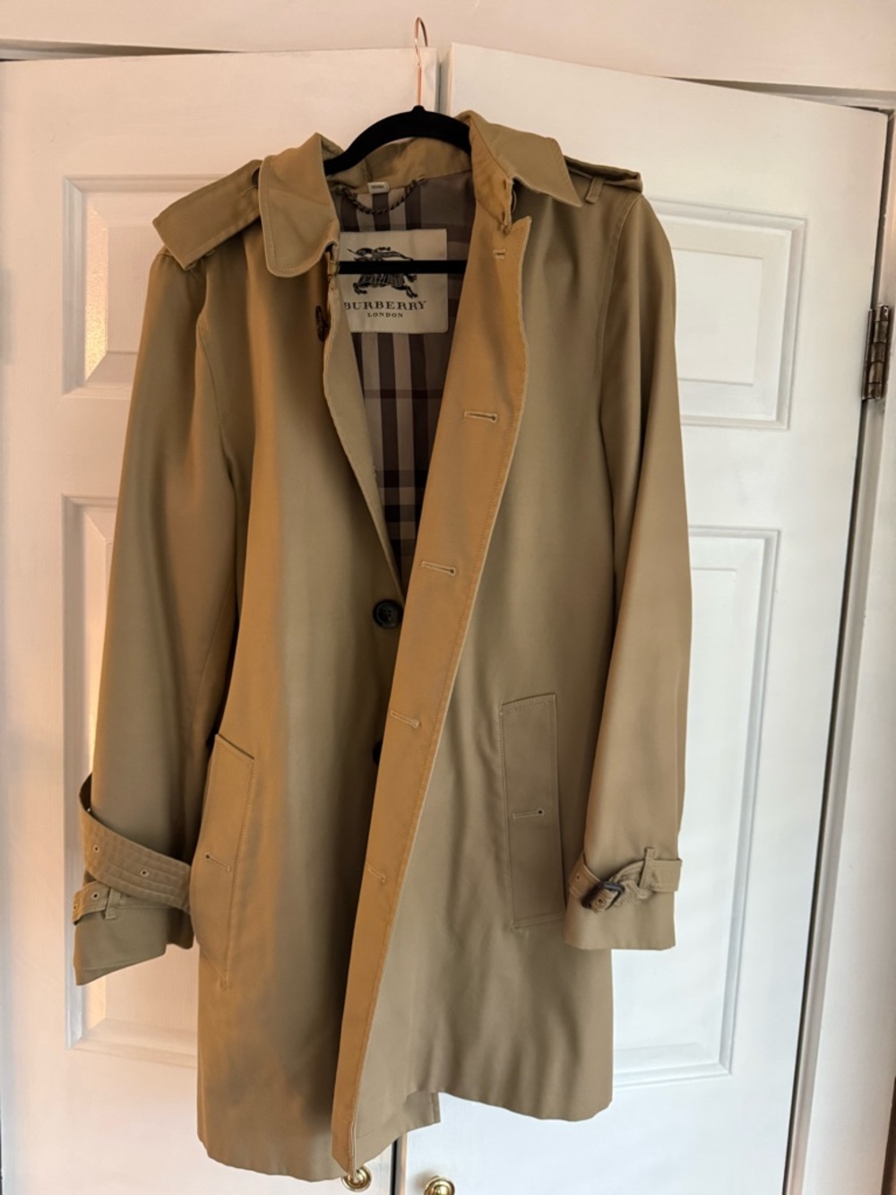 Burberry Tan Trench Coat with Signature Check Lining